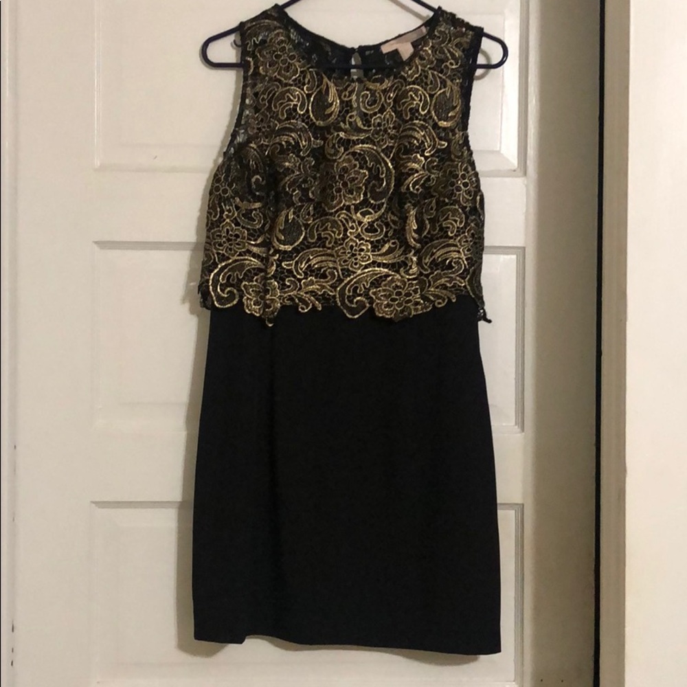 Black and gold Forever 21 dress with lace overlay